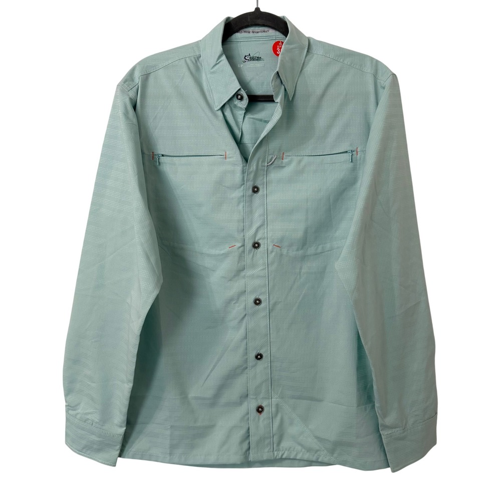 World Wide Sportsman Fishing Shirt Womens Small Blue UPF 30 Long Sleeve Vented